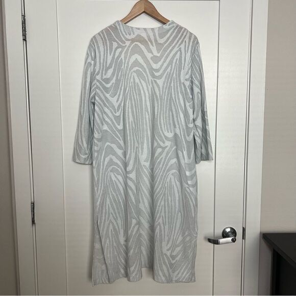 Chico's Womens Size 3 Long Open Cardigan Tunic Gray Silver Metallic 3/4 Sleeve - Picture 6 of 14